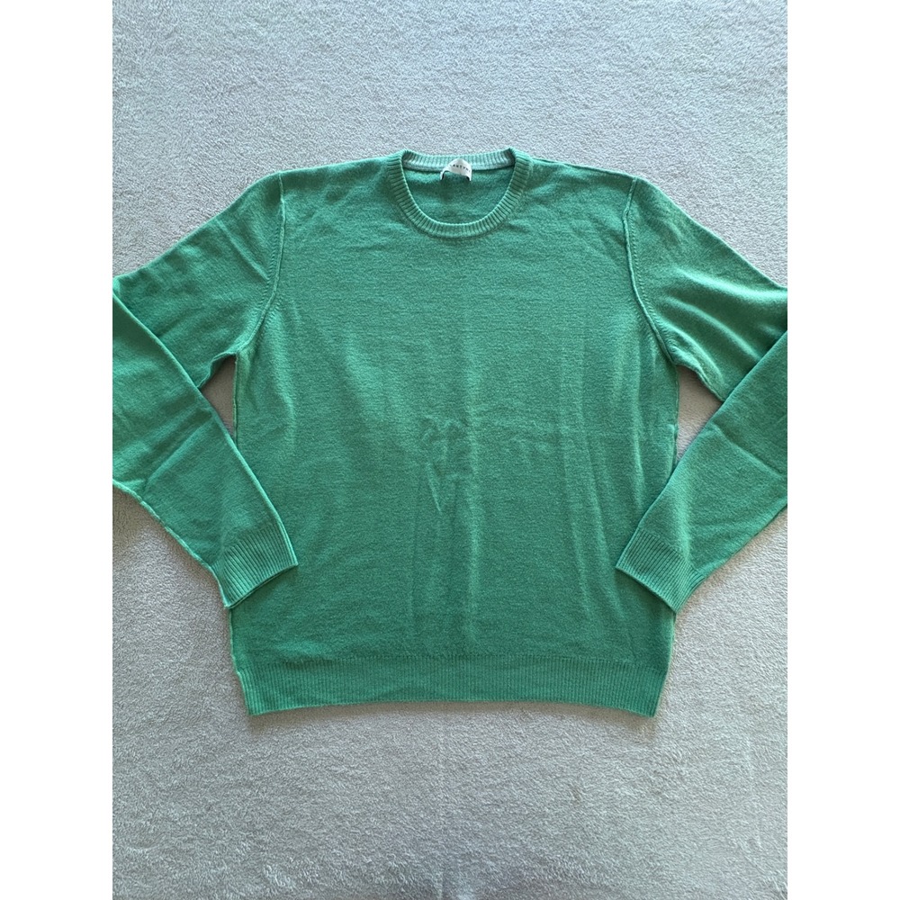 Ballantyne Mens Green 100% Extra Fine Wool Crewneck Sweater Made in Italy Large